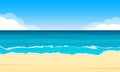 Sandy Beach. Summer Background with Sand Shoe, Sea or Ocean and Sky with Clouds. Tropical Landscape for Travel and Vacation Banner